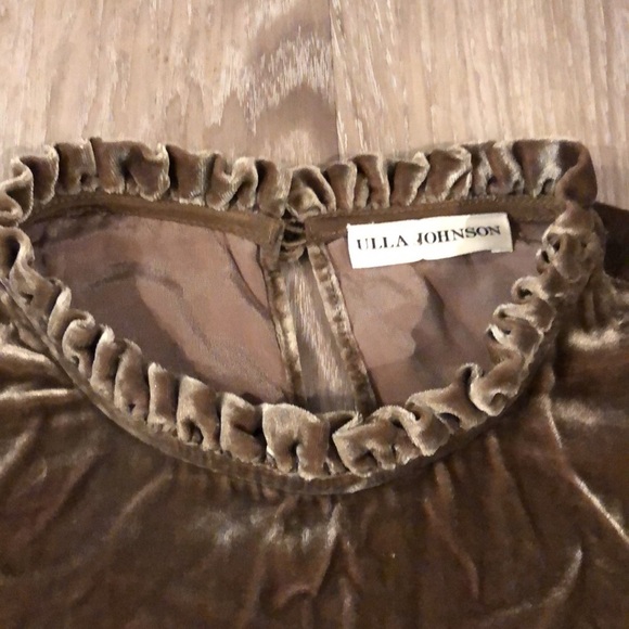 Ulla Johnson Velvet Mock Neck Ruched Blouse 4 - Picture 5 of 8